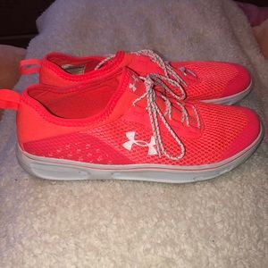 neon orange Under Armour tennis shoes!